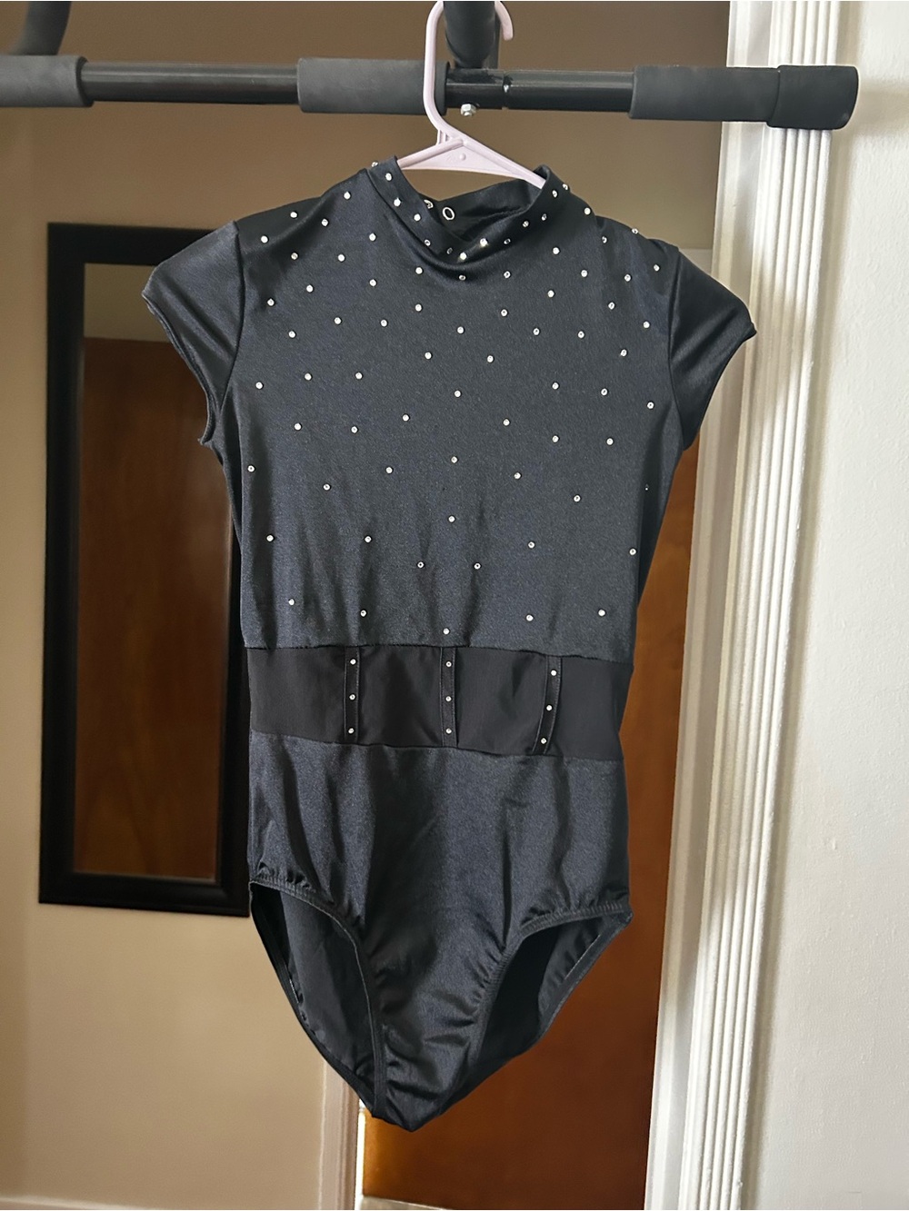 Weissman Black Rhinestoned Jazz Leotard. Size SA